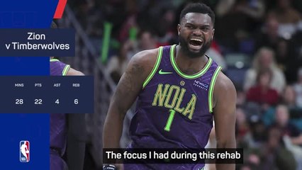 Zion 'gained a beat' during intense rehab on road to recovery