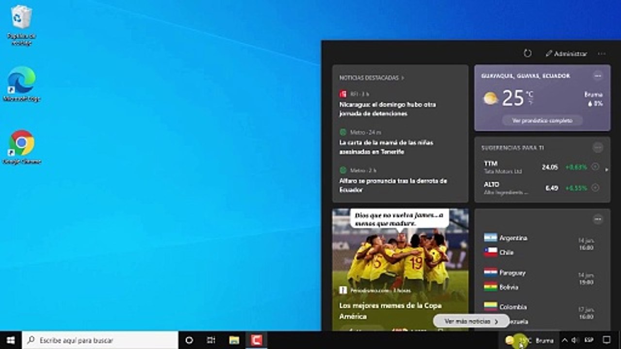 Como quitar el Clima de la Barra de Tareas en Windows 10