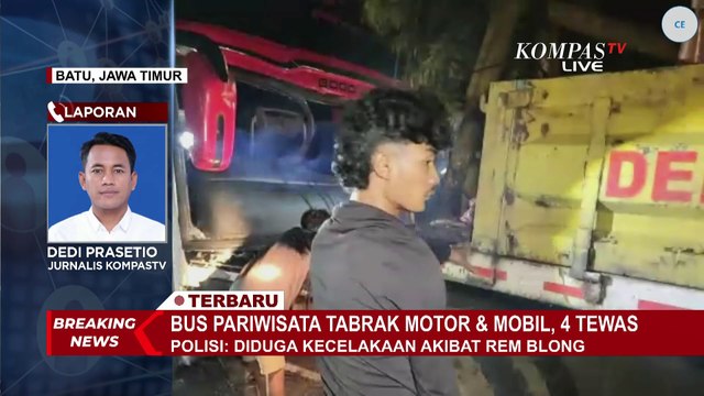 BREAKING NEWS! Bus Pariwisata Tabrak Mobil dan Motor di Batu, Rem Blong Jadi Pemicu Kecelakaan