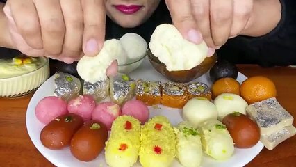 ASMR INDIAN SWEET _EATING INDIAN SWEETS_ RASGULLA,RASMALAI,GUALABJAMUN,CHAM CHAM