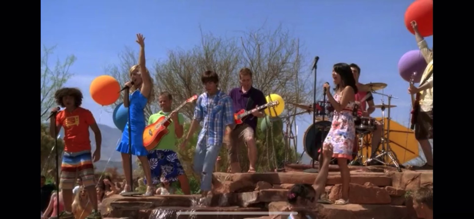 Troy and gabriella jump in the pool