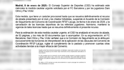 El CSD da la cautelar al Barcelona: Olmo y Pau Víctor podrían jugar la final de la Supercopa