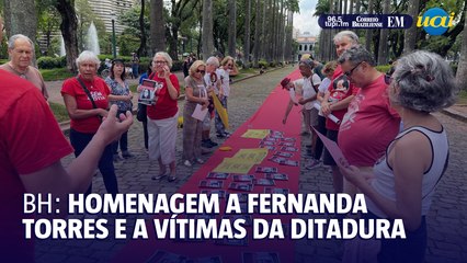 Tapete vermelho: homenagem a Fernanda Torres e familiares de vítimas da ditadura em BH