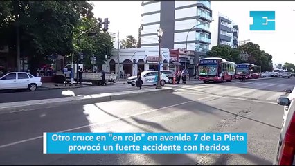 Otro cruce en "en rojo" en avenida 7 de La Plata provocó un fuerte accidente con heridos