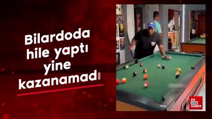 Bilardoda hile yaptı yine kazanamadı