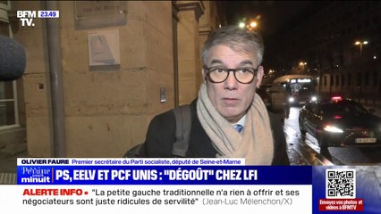 PS-PCF-Écologistes reçus à Bercy: "Rien n'est achevé (...) C'est une négociation, on n'est pas venus quémander quoi que ce soit", assure Olivier Faure (PS)