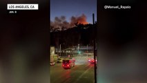 Sunset Fire rages above Hollywood