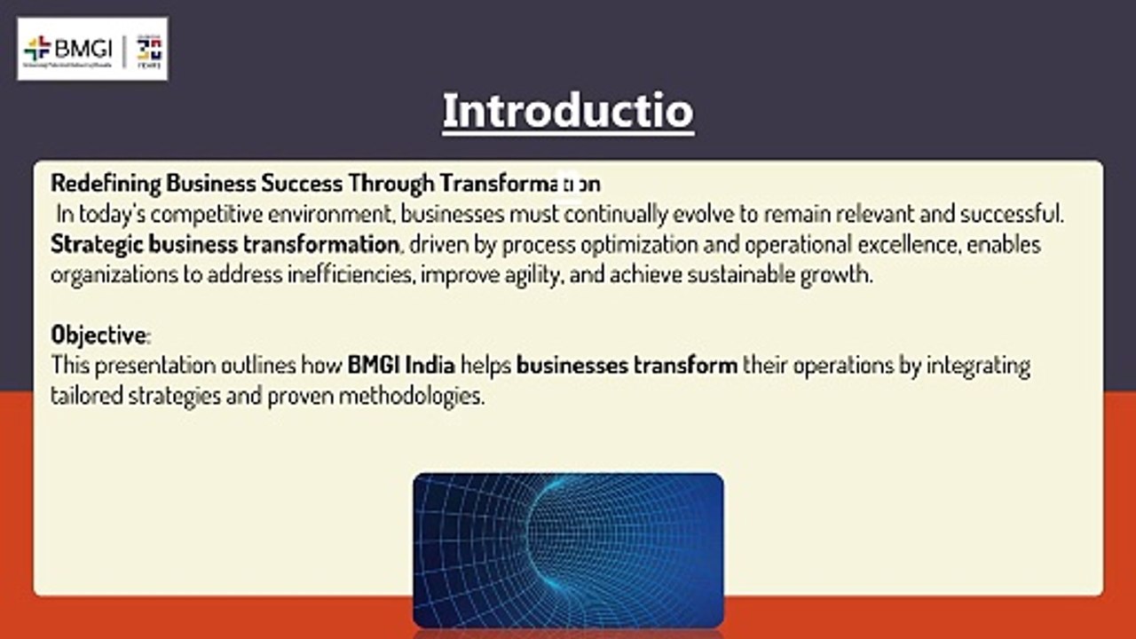 Strategic Business Transformation BMGI’s Approach to Process and Operational Excellence