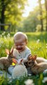 Baby Plying with Rabbit 🐇#rabbit #baby #viral #fypシ #Trendingnow