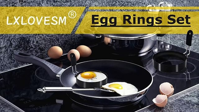 3 packs 3.5'' Egg Rings Set with Silicone Handle, Stainless Steel Egg Cooking in 2025