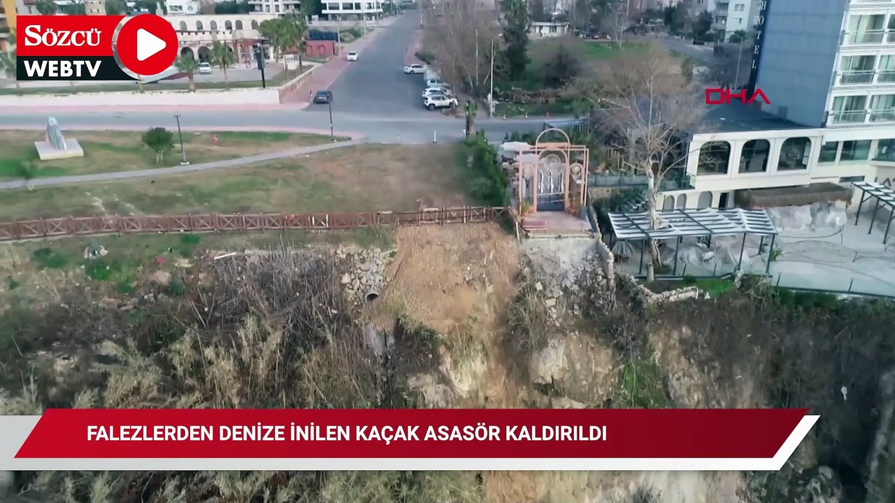 Falezlerden denize inilen kaçak asansör kaldırıldı