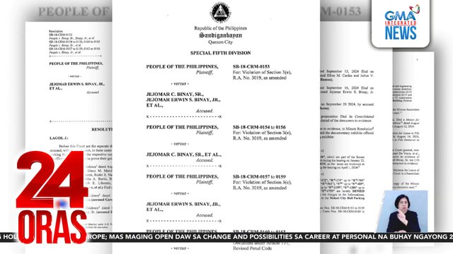 Dating VP Jejomar Binay, anak na si Junjun at ibang akusado, pinawalang-sala sa mga kaso kaugnay ng maanomalyang Makati Science HS Project | 24 Oras