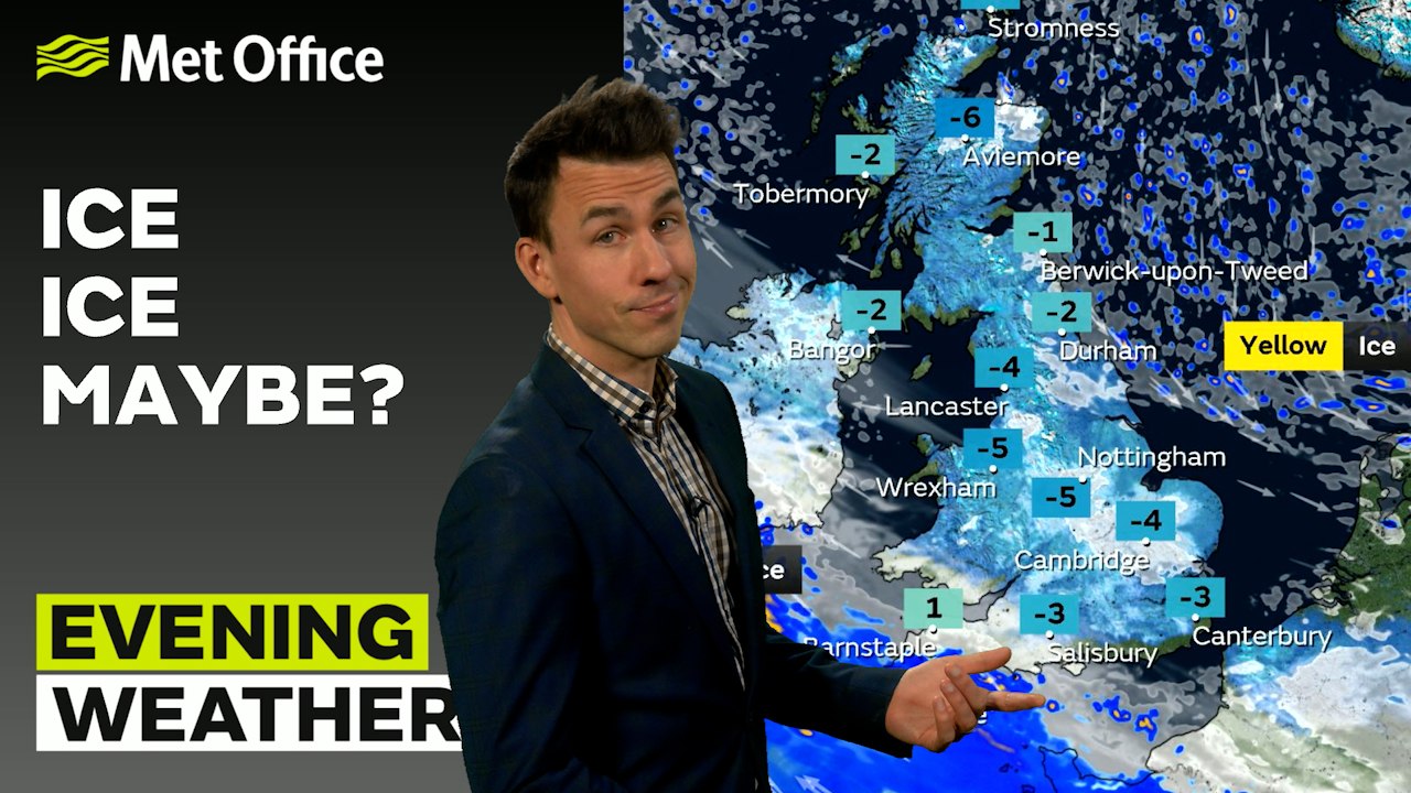 Met Office Evening Weather Forecast 09/01/2025 - Very cold, widespread frost