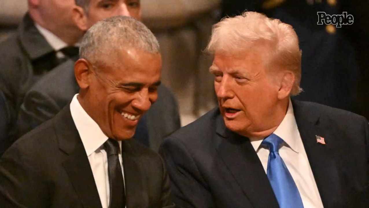 Trump Doesn't Stand for Obama but Then Chats with Him as All 5 Living Presidents Reunite at Jimmy Carter's Funeral