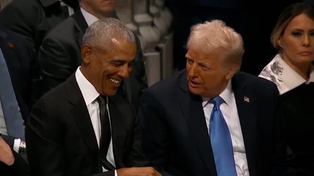 Trump y Obama exhiben risas y sintonía en el funeral de Jimmy Carter