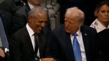 Trump y Obama exhiben risas y sintonía en el funeral de Jimmy Carter