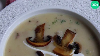 Velouté de champignons au gingembre et jambon de canard