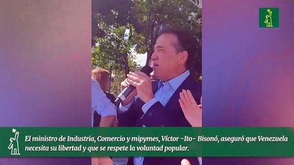 El ministro de Industria, Comercio y mipymes, Víctor -Ito- Bisonó, aseguró que Venezuela necesita su libertad y que se respete la voluntad popular