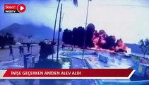 Uçakta dehşet anları: İnişe geçerken aniden alev aldı