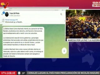 Min. Yván Gil catalogó como fracaso el teatro montado por la dirigente de la ultraderecha venezolana