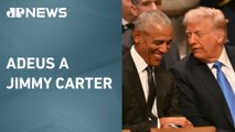 Trump e Obama conversam amistosamente no funeral de Jimmy Carter