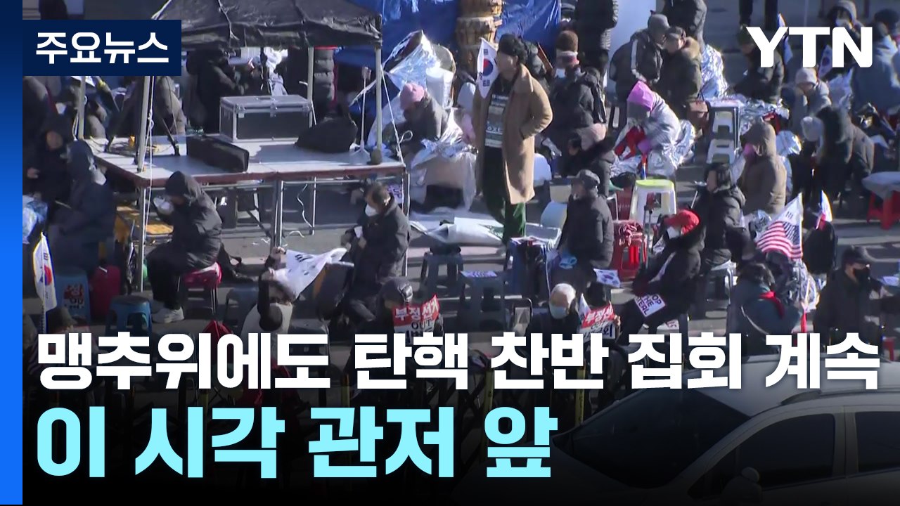 맹추위에도 탄핵 찬반 집회 계속...이 시각 관저 앞 / YTN