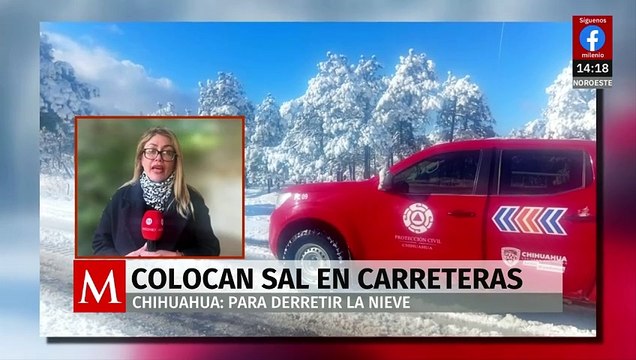 En Chihuahua, autoridades colocan sal en tramos carreteros para derretir nieve