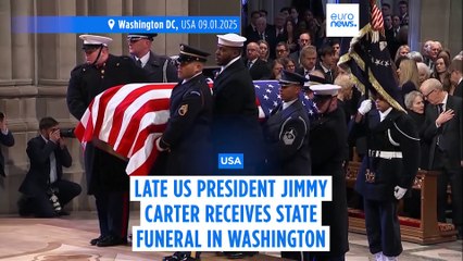 US President Joe Biden delivers eulogy at late president Jimmy Carter's state funeral in Washington