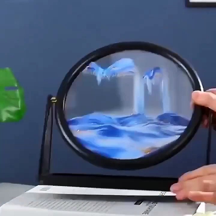 3D Moving Sand Art Picture Round Glass for Home Decoration