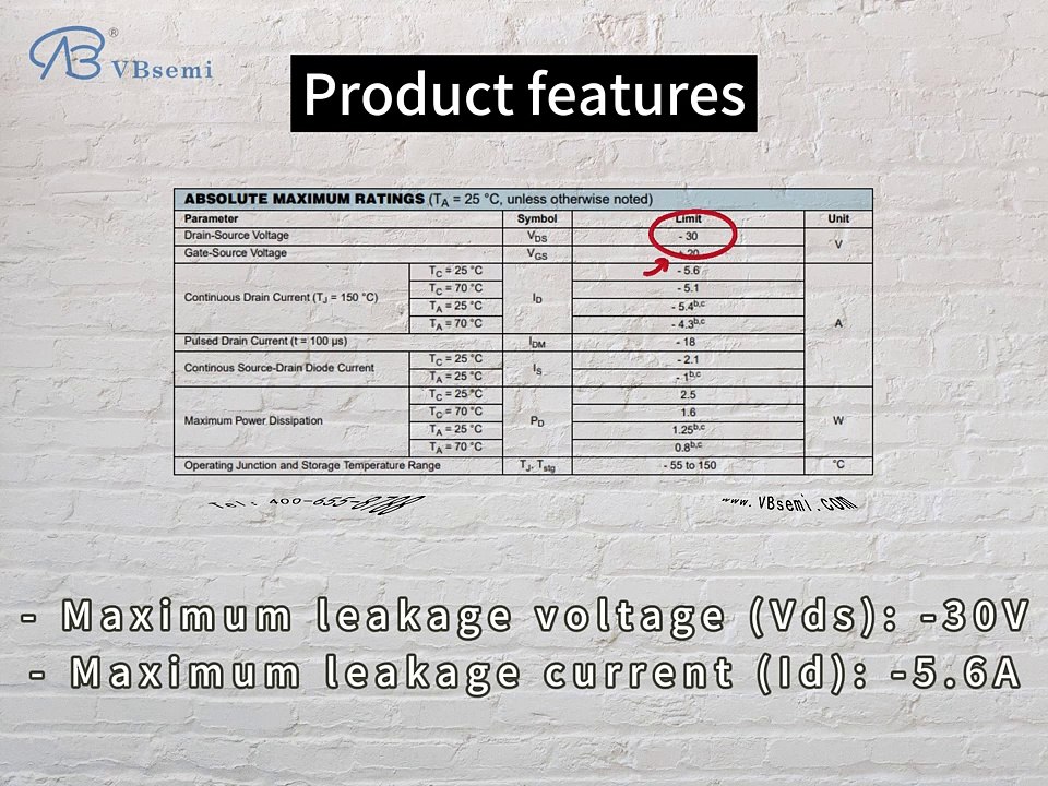 CJ2303-VB is a SOT23 package P-Channel field effect MOS tube