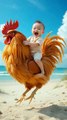 Rooster Playing with Baby #viral #trendingnow #fyp