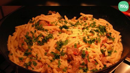 Macaronis au curry de porc