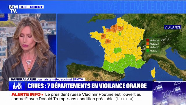 Crues: 7 départements désormais placés en vigilance orange par Météo France