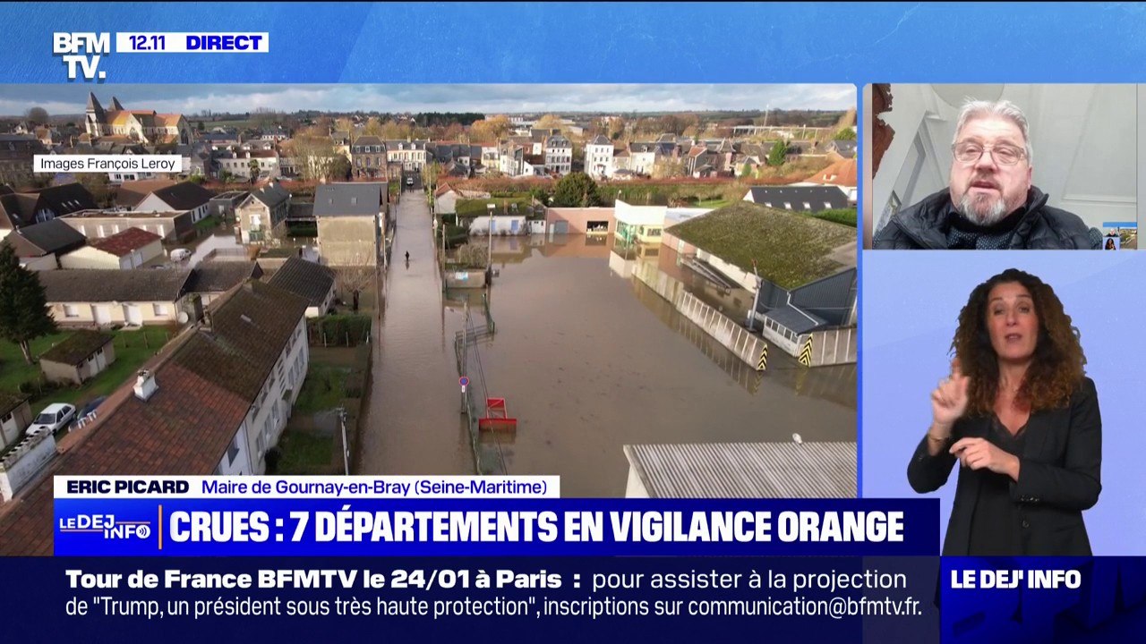 Éric Picard (maire de Gournay-en-Bray, en Seine-Maritime), sur les inondations: "La décrue s'est opérée durant la nuit"