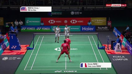 Le replay du quart de finale du double Popov/Popov - Badminton - Open de Malaisie