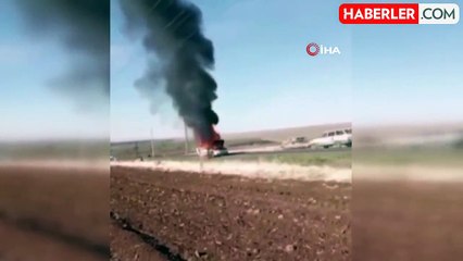 Siverek'te Seyir Halindeki Otomobil Yandı