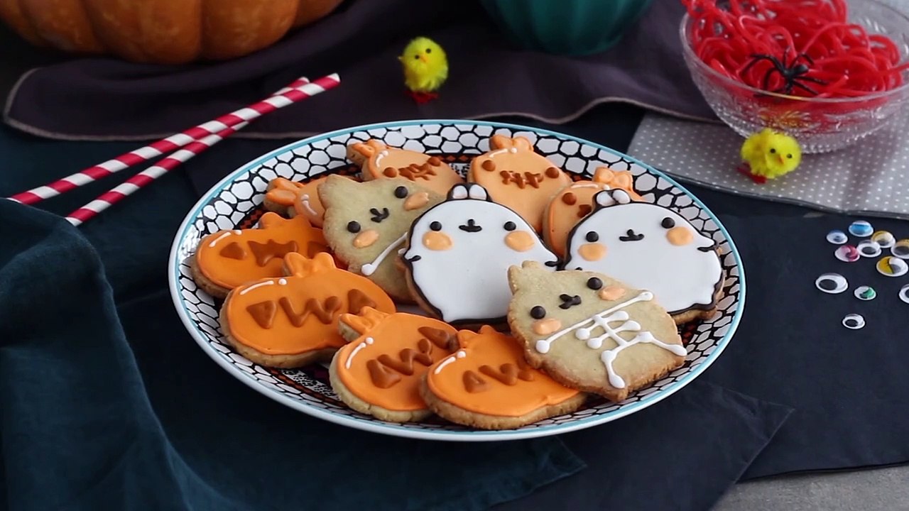 Molang halloween verziertes mürbegebäck