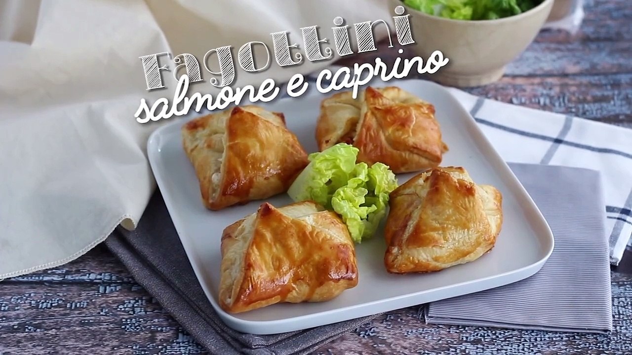 Fagottini mit geräuchertem lachs und ziegenkäse