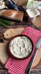 Vegan soy-based cheese with garlic and herbs