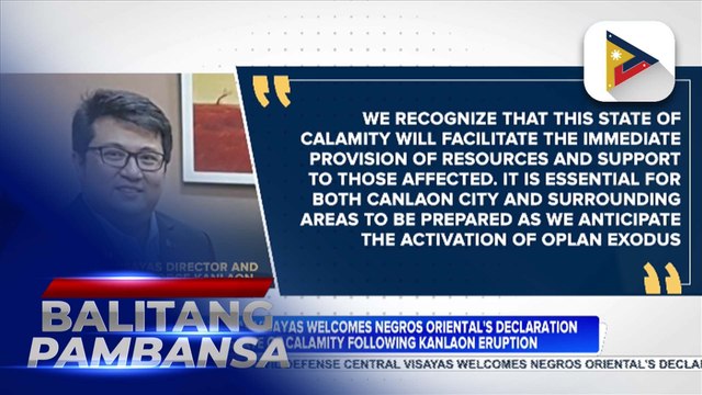OCD-Central Visayas welcomes Negros Oriental's declaration of state of calamity following Kanlaon eruption