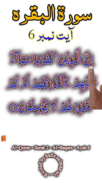 Al-Quran - Surah 2 - Al-Baqara - Ayah 6 | islamic shorts | surah baqarah | hafiz salman ali