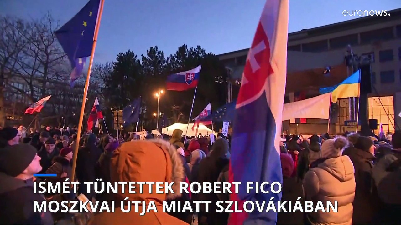 Ezúttal több mint tíz szlovákiai városban tüntettek a kormány ellen Fico moszkvai vizitje miatt