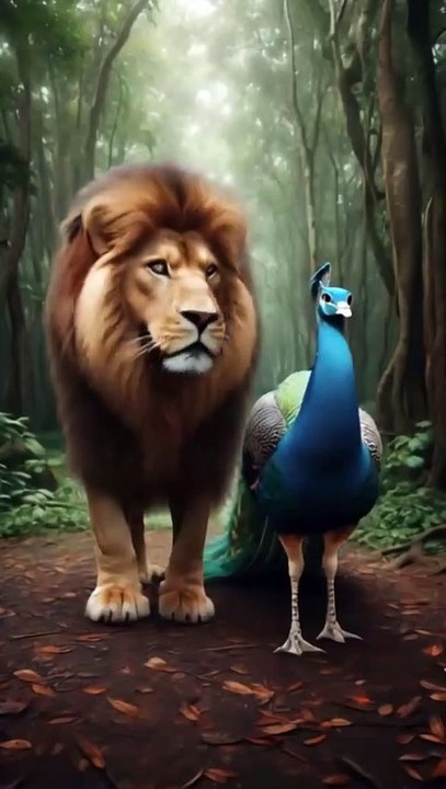 Lion and peacock fusion
