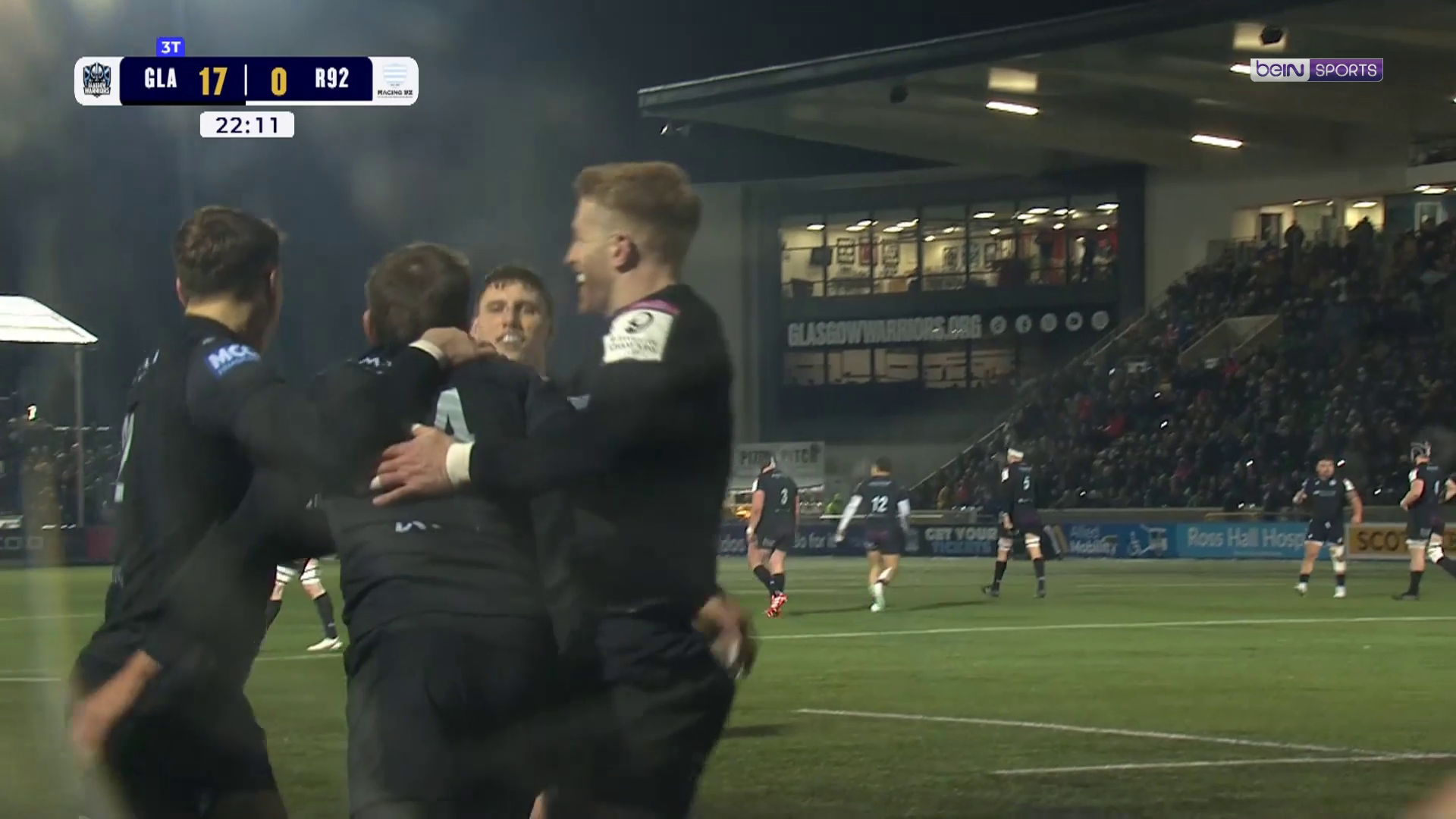 Champions Cup :  Le Racing sans voix à Glasgow