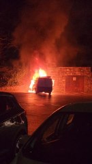 Van on fire at Burnley shop