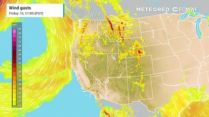 Wind Gust across Westhern U.S.
