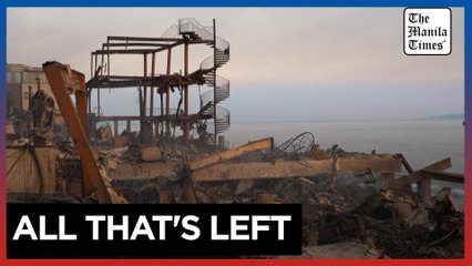 Burned down luxury houses seen along Pacific Coast Highway in Malibu