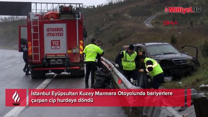 İstanbul'da korkunç kaza: Bariyerlere çarpan cip hurdaya döndü