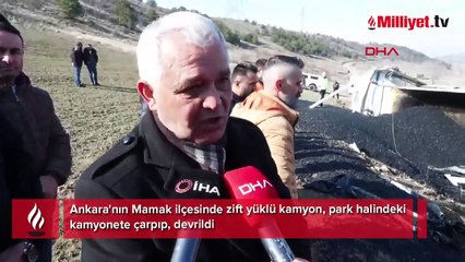 Ankara'da korkunç kaza: Zift yüklü kamyon, kamyonete çarptı: 3 ölü