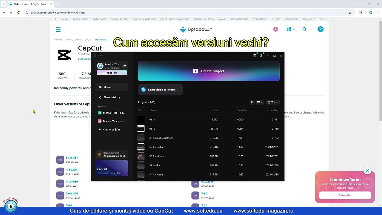 CapCut versiuni vechi